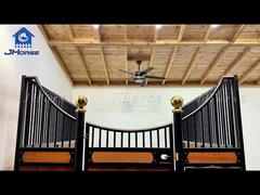 पोर्टेबल प्रीफैब हॉर्स स्टार्न सुरक्षित हॉर्स स्थिर धातु हॉर्स स्टाल बांस लकड़ी के साथ फ्रंट बॉक्स